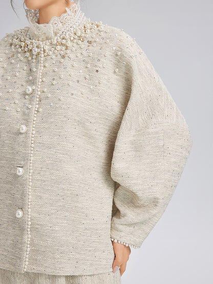 Hand-Sewn Pearl Textured Jacket