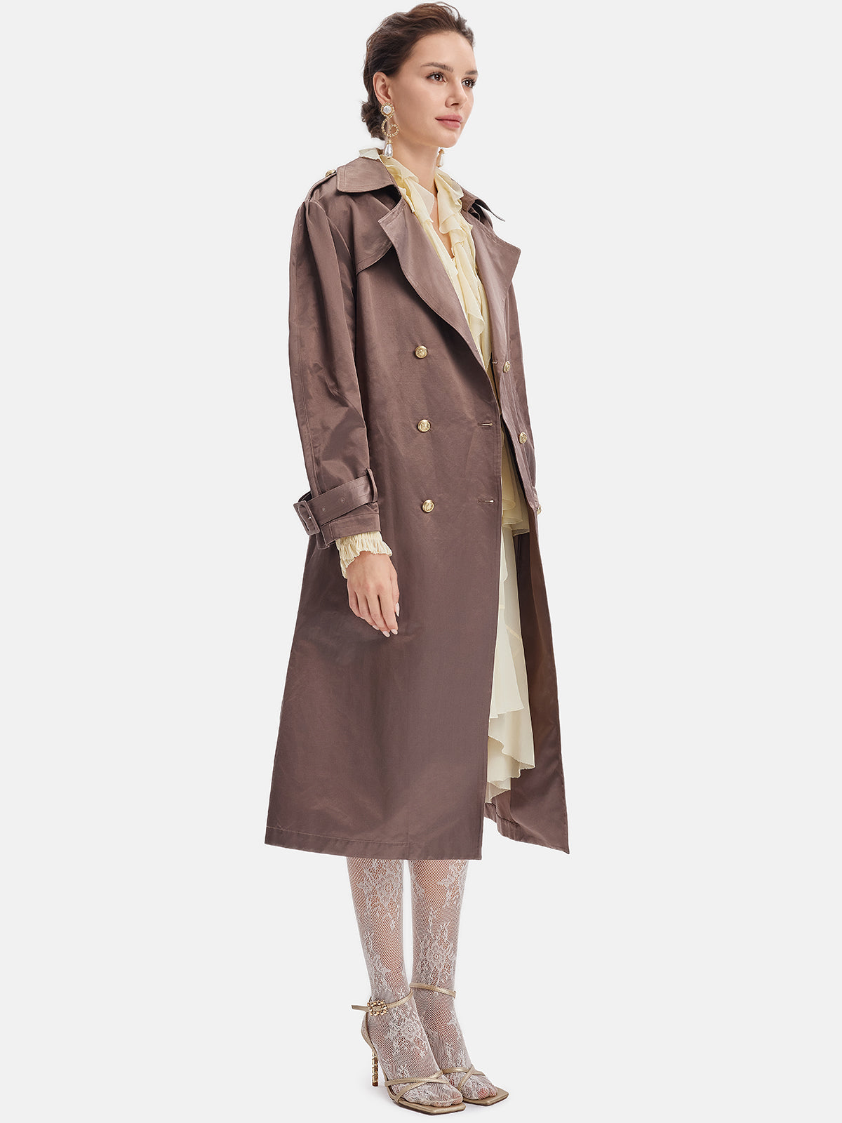 Classic Silky Wool Long Trench