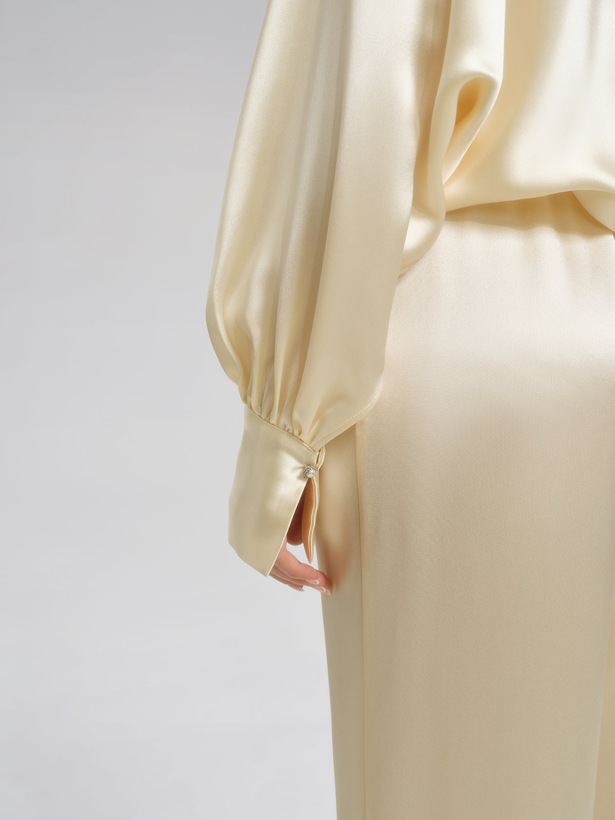 Acetate Elastic-Waist Straight Wide-Leg Pants