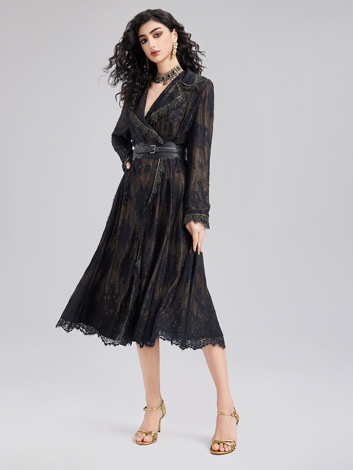 Luxury Reversible Velvet Lace Trench Coat