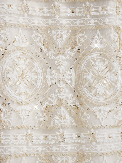 Intricately Embroidered Sequin Jacket (Feather Brooch Included)