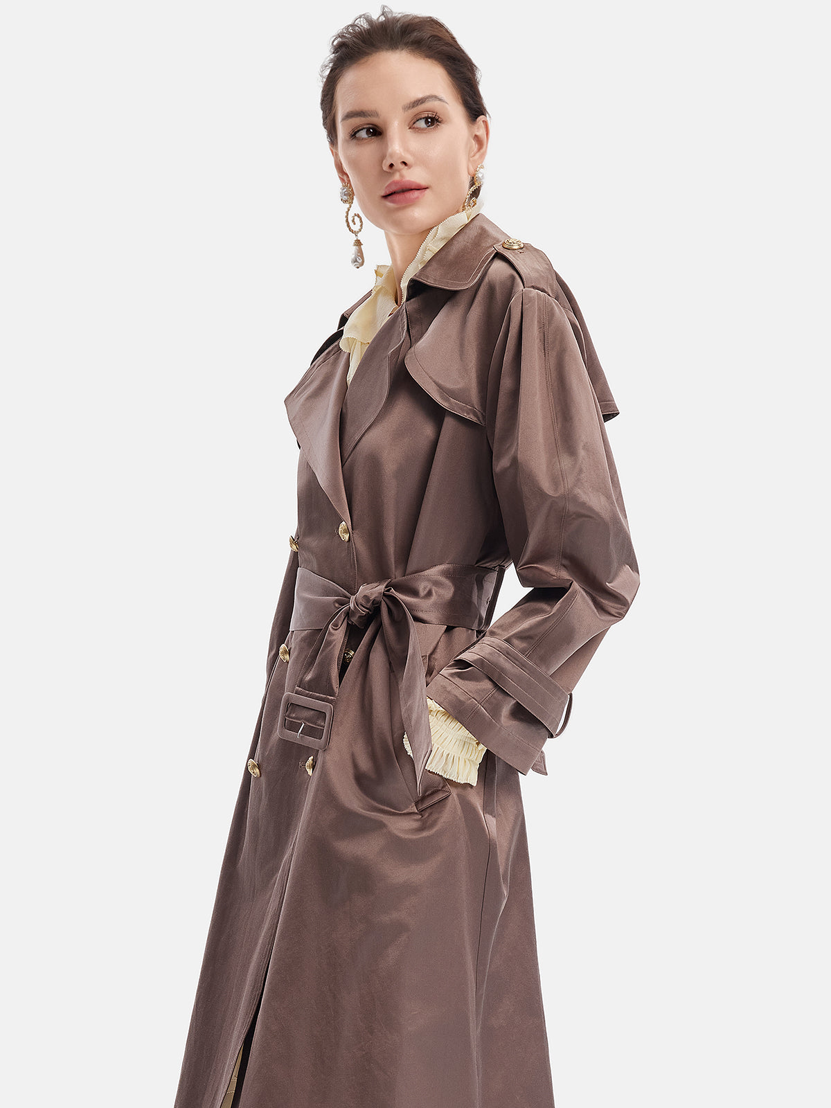 Classic Silky Wool Long Trench