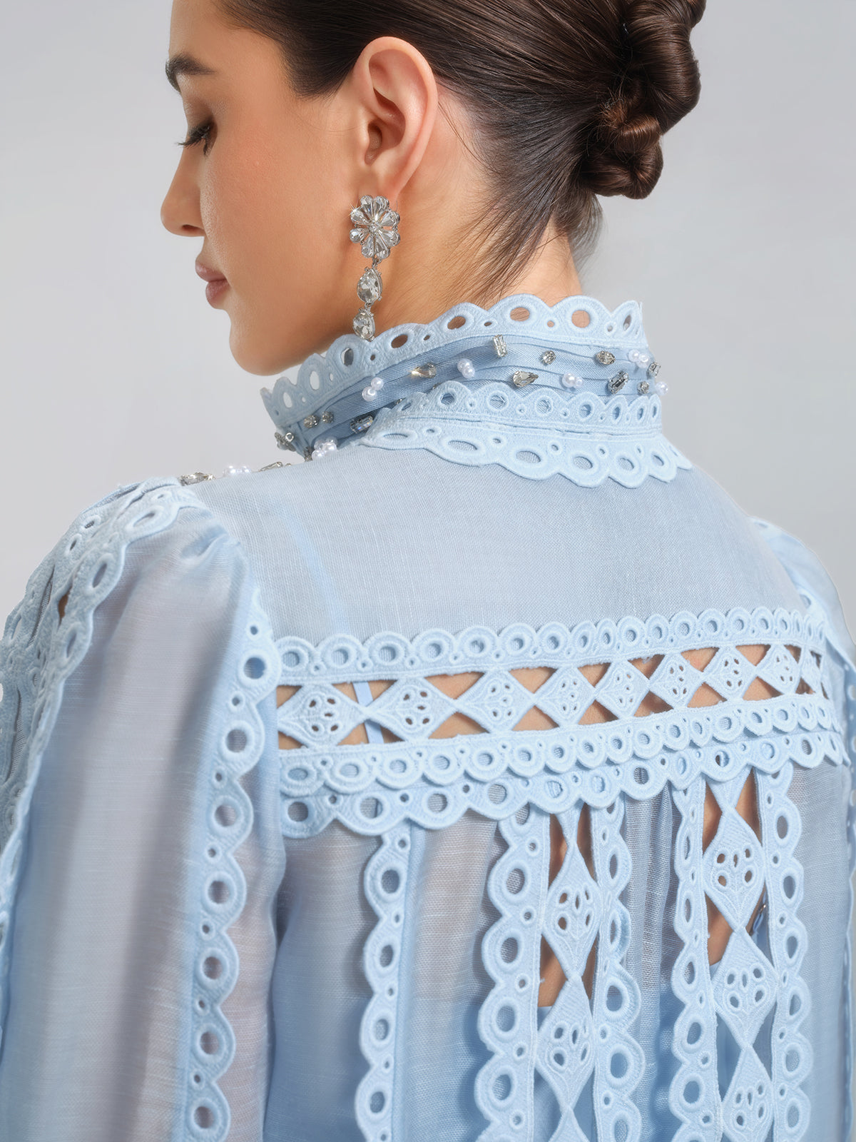 Linen Hand-Beading Trimming Shirt
