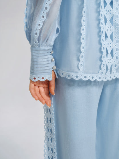 Linen Hand-Beading Trimming Shirt