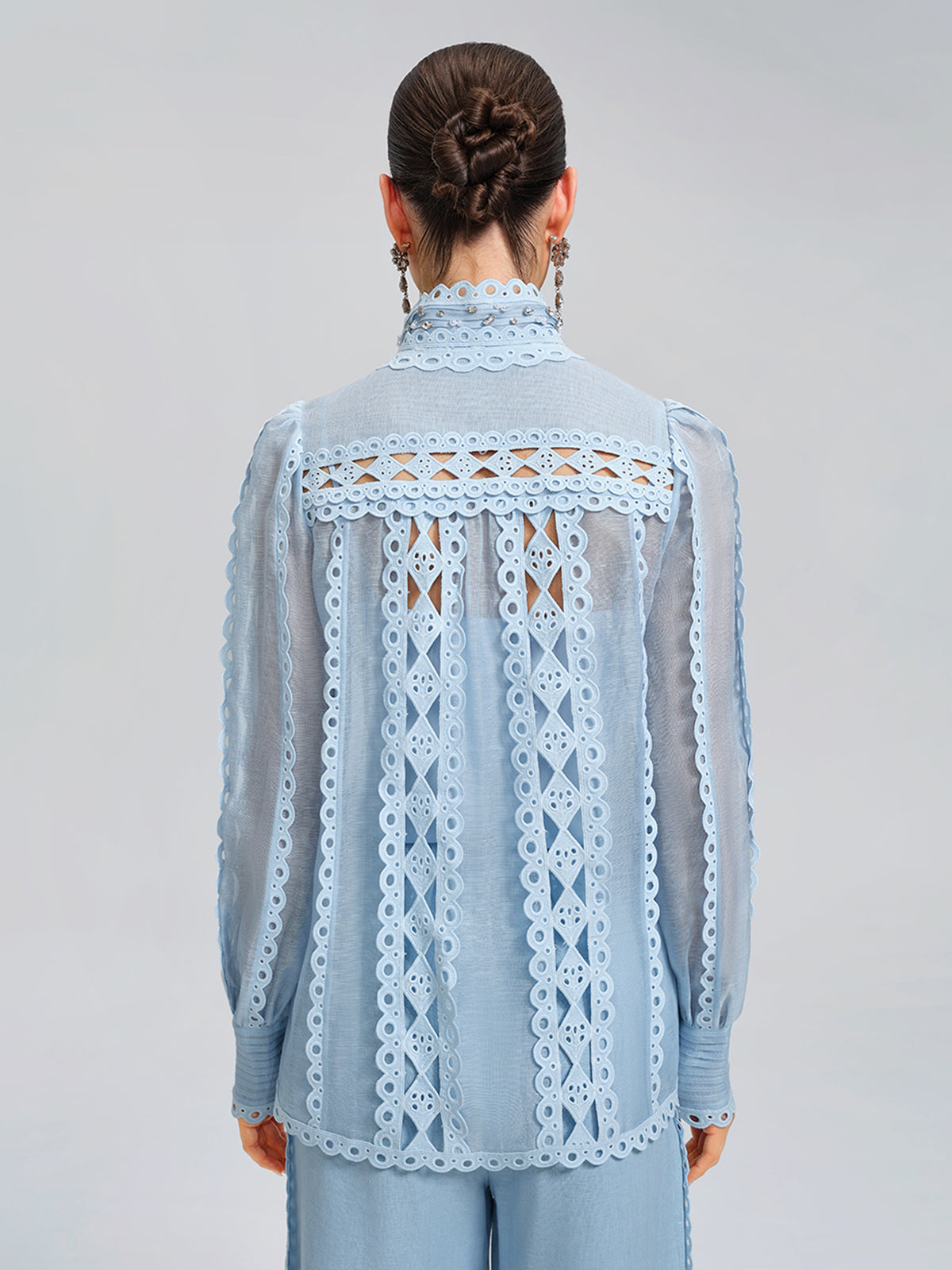 Linen Hand-Beading Trimming Shirt