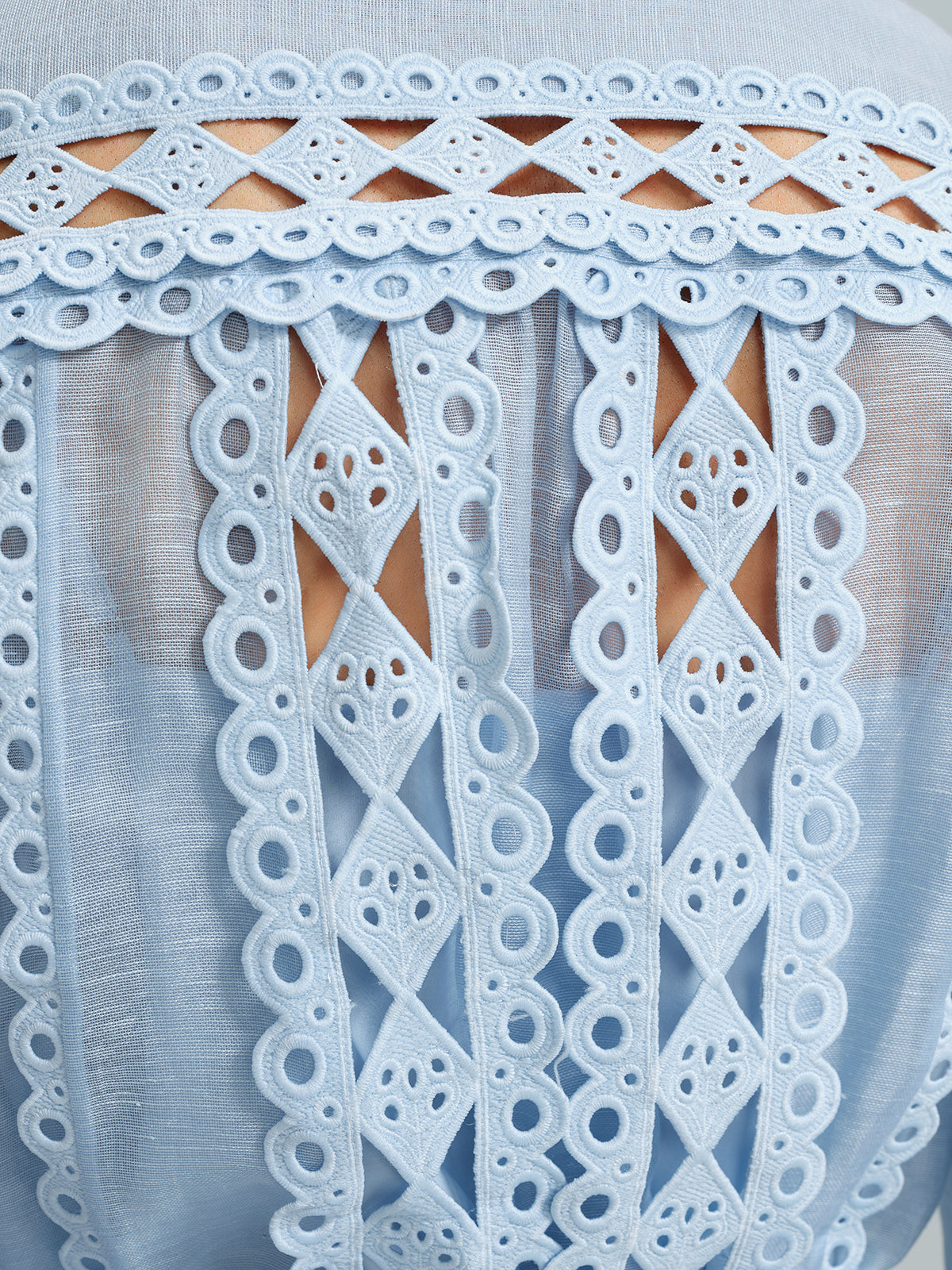 Linen Hand-Beading Trimming Shirt