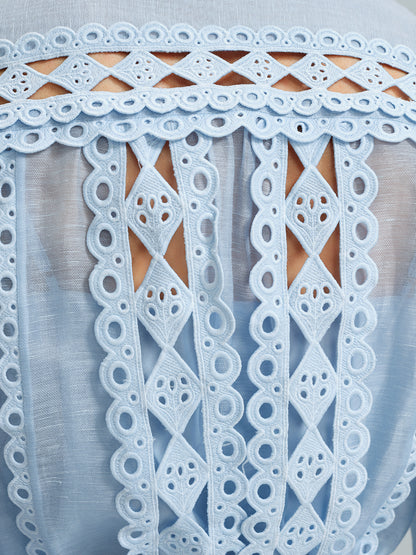 Linen Hand-Beading Trimming Shirt
