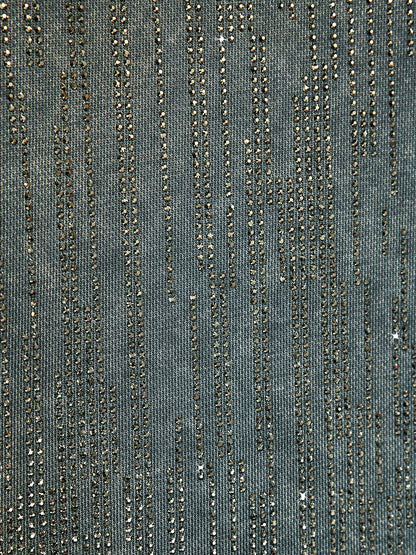 Denim-Inspired Rhinestones Cropped Hoodie