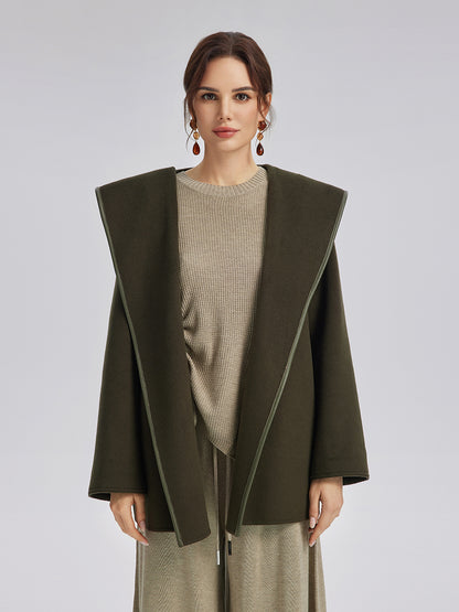 Robe-Style Wool Cashmere Coat (Waist Tie Included)