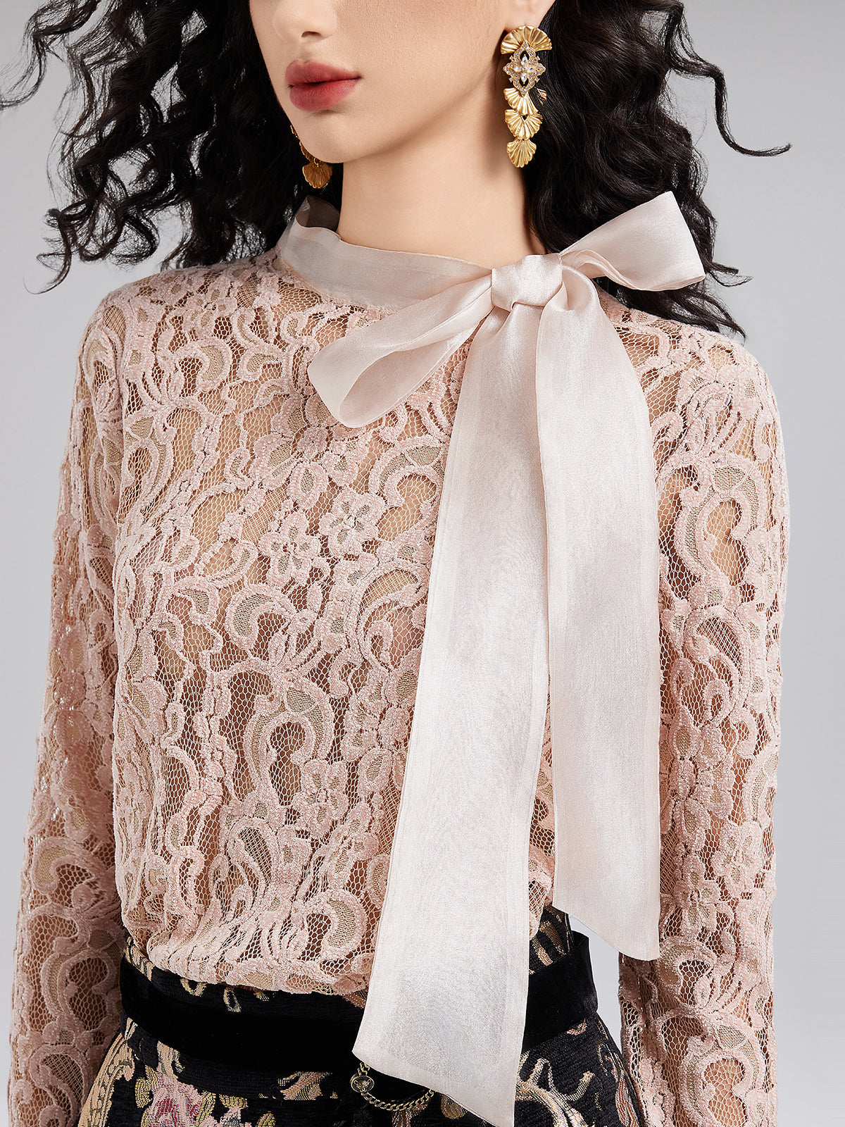 French Lace Bow-Detail Top