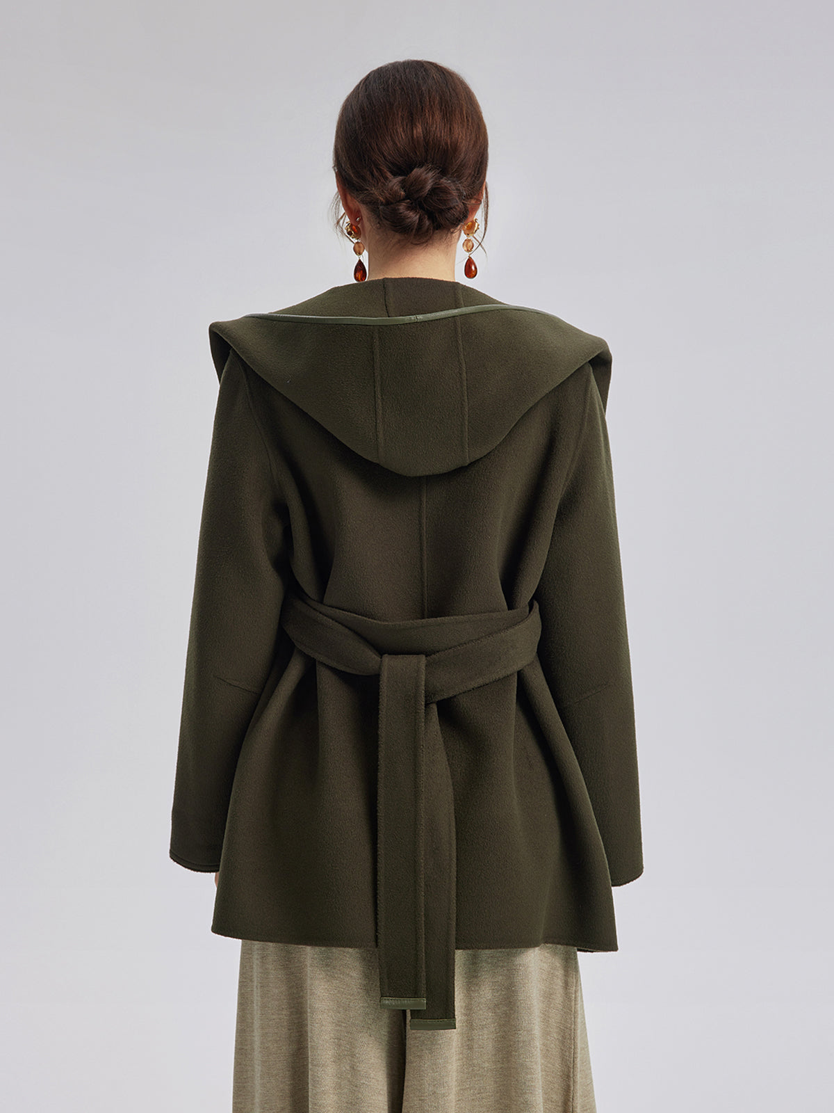 Robe-Style Wool Cashmere Coat (Waist Tie Included)