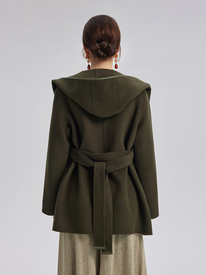 Robe-Style Wool Cashmere Coat (Waist Tie Included)