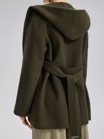 Robe-Style Wool Cashmere Coat (Waist Tie Included)
