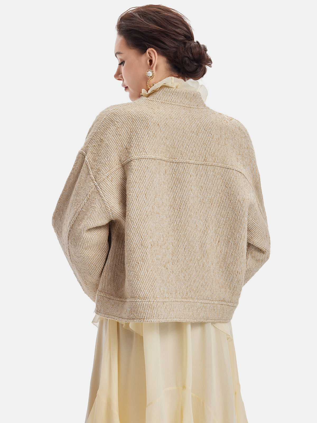 Cloud Pattern Embroidered Wool Coat