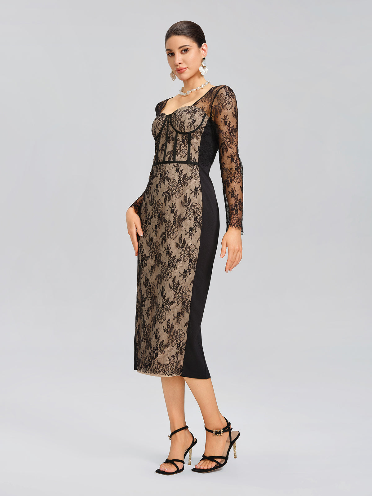 Lace Ribbed Panel Bodycon Dress – RICHRADIQS