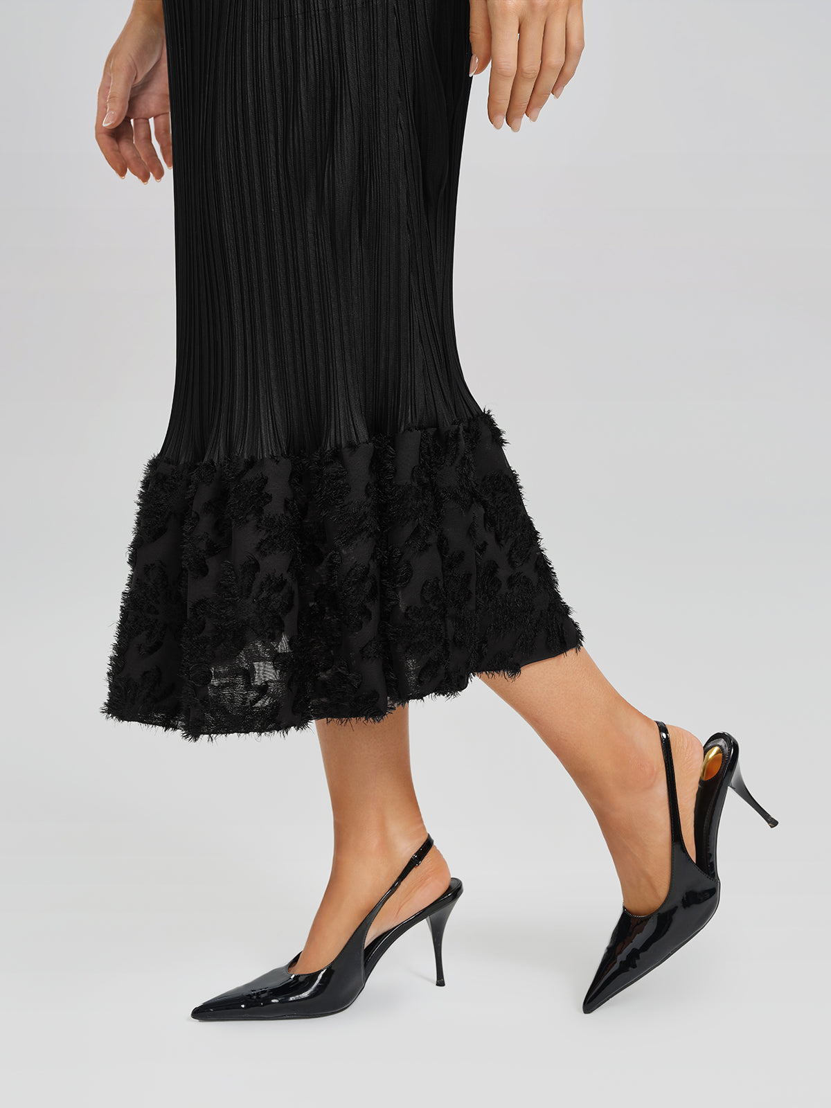 Pleated Bell-Sleeve Stretch Set