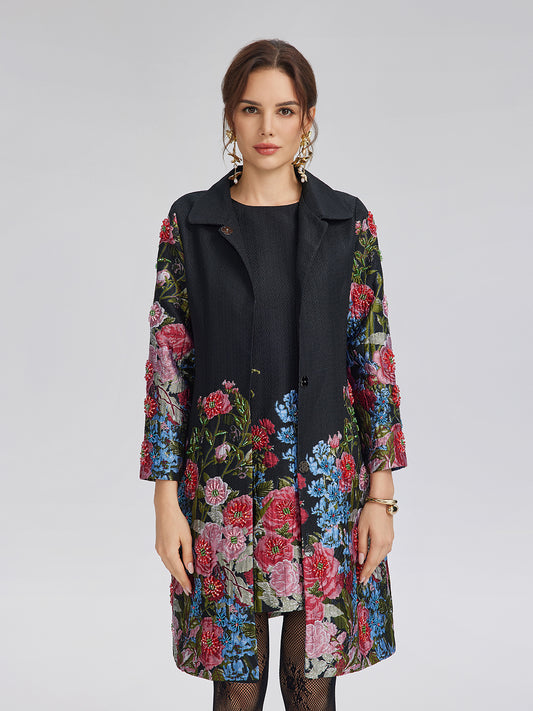 Hand-Beaded 3D Floral Versatility Jacket