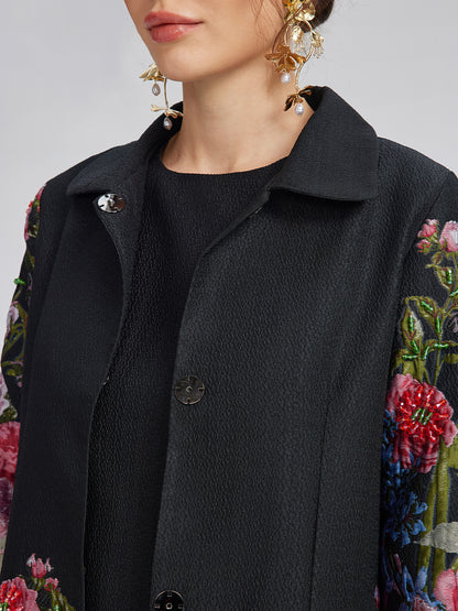 Hand-Beaded 3D Floral Versatility Jacket