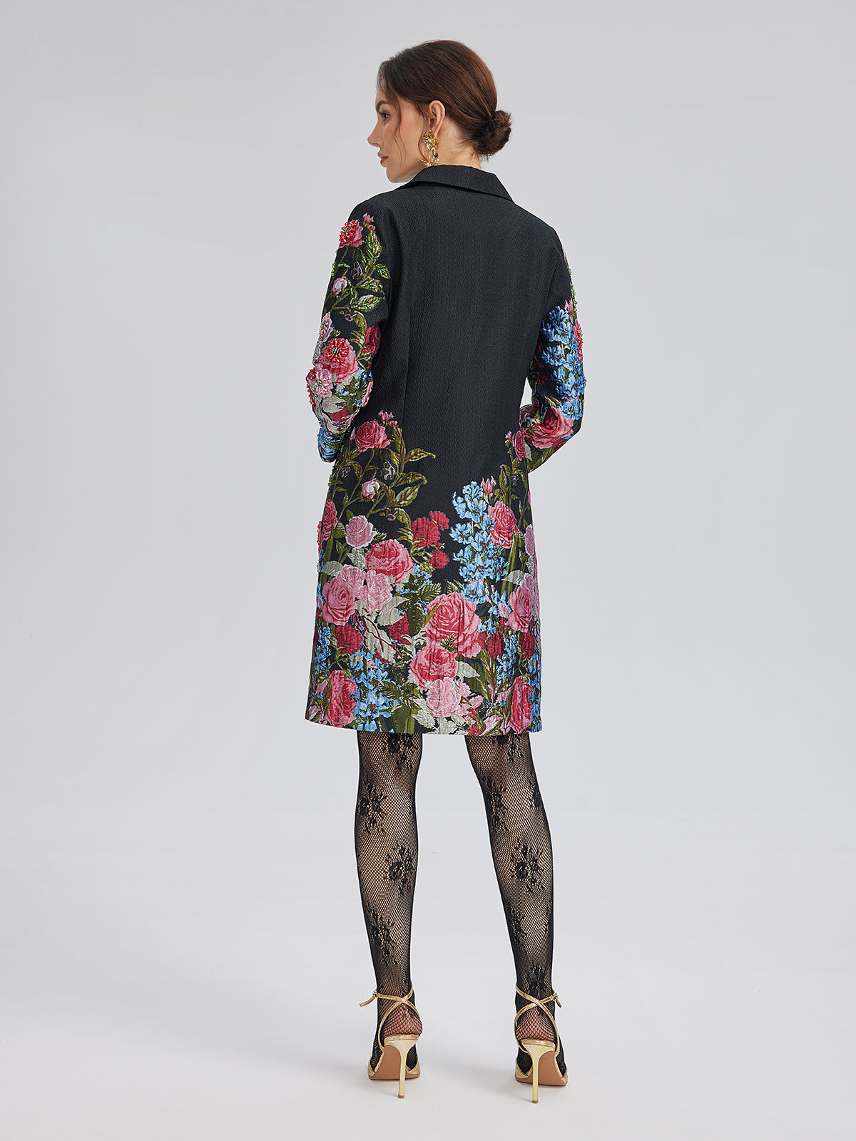 Hand-Beaded 3D Floral Versatility Jacket