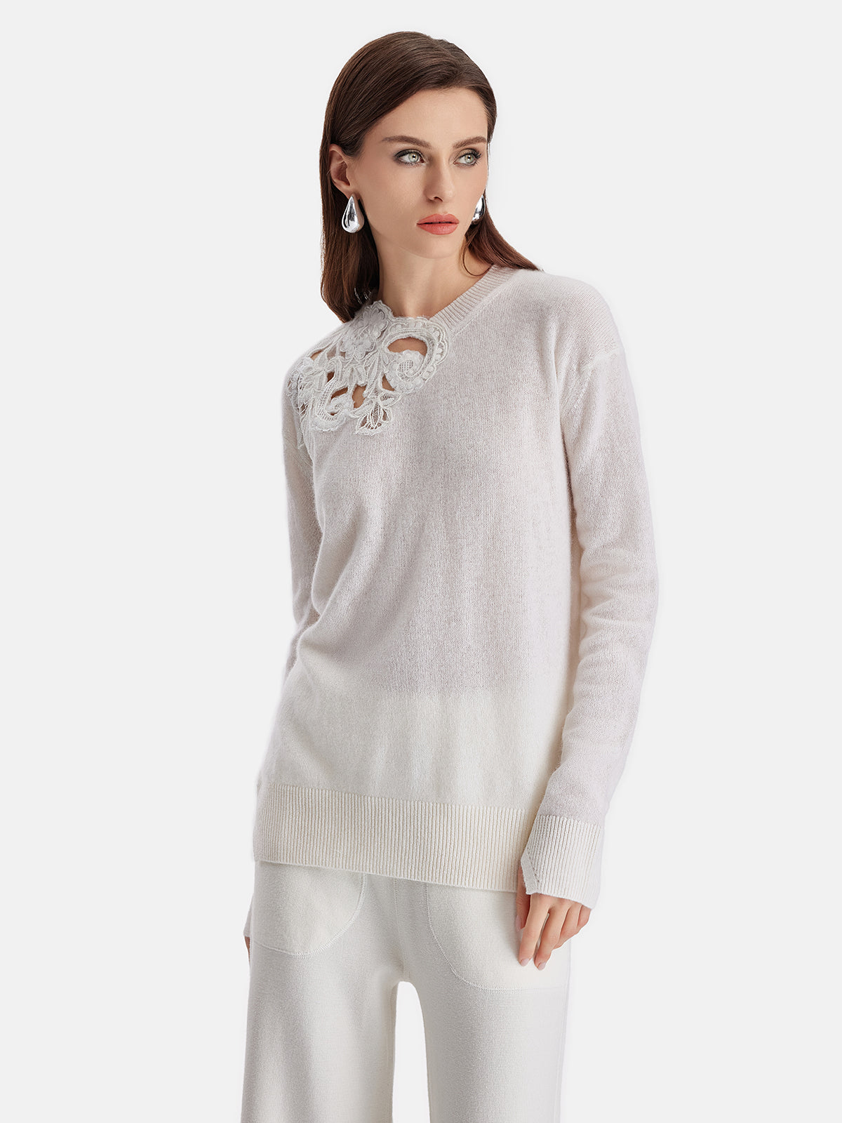 Merino Wool Lace Knit Top