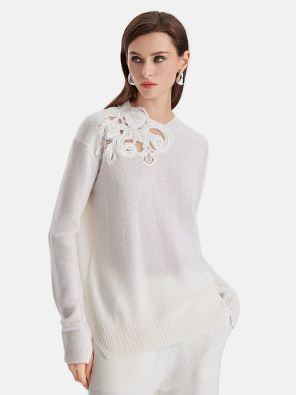 Merino Wool Lace Knit Top