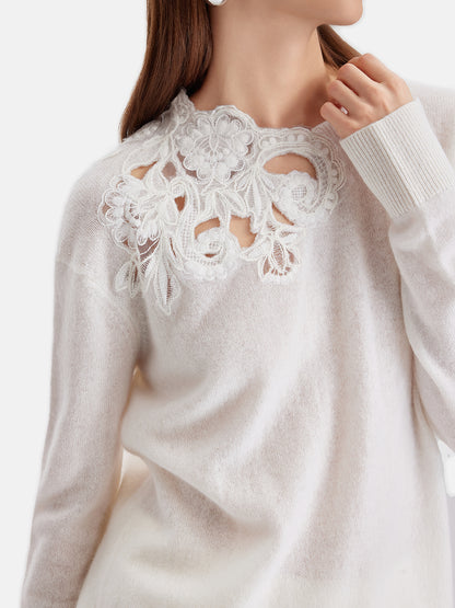 Merino Wool Lace Knit Top