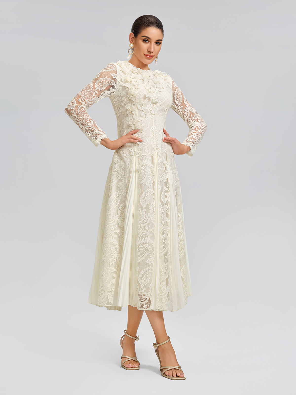 Paisley Lace Side-Pleat Dress – RICHRADIQS