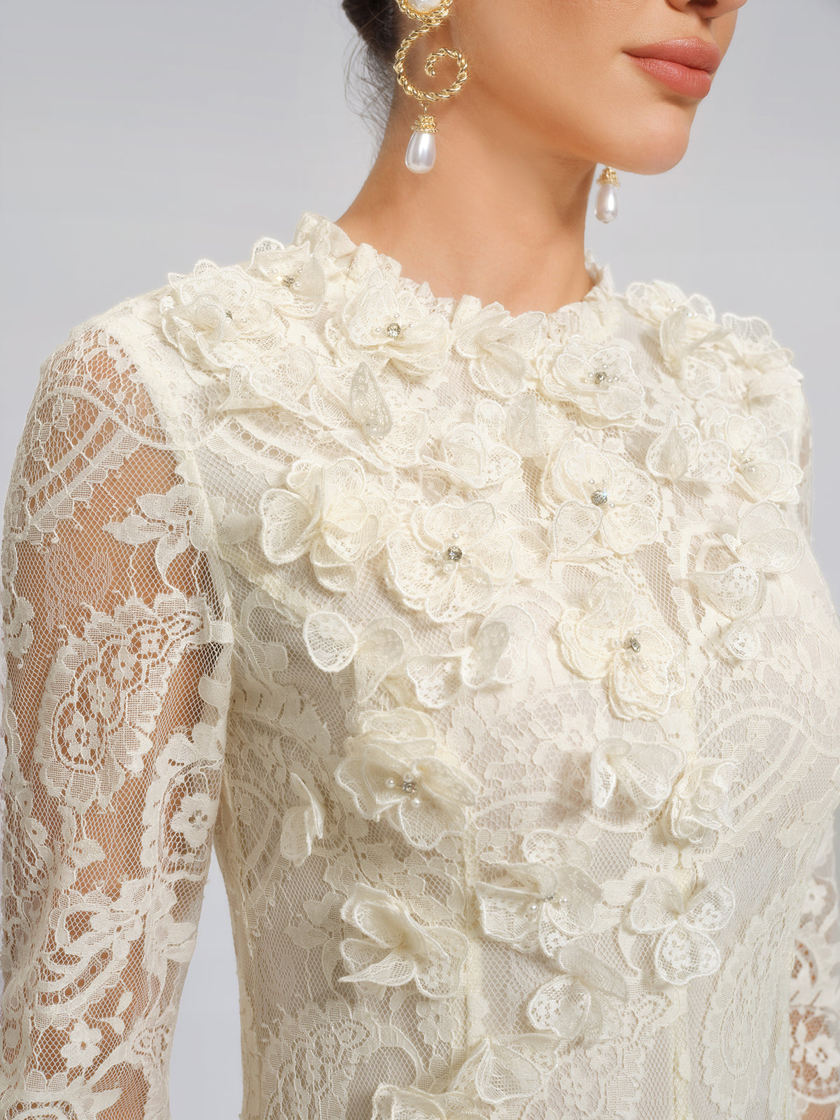 Paisley Lace Side-Pleat Dress