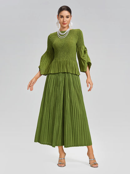 Pleated Fuzzy-Trim Mermaid Stretch Set