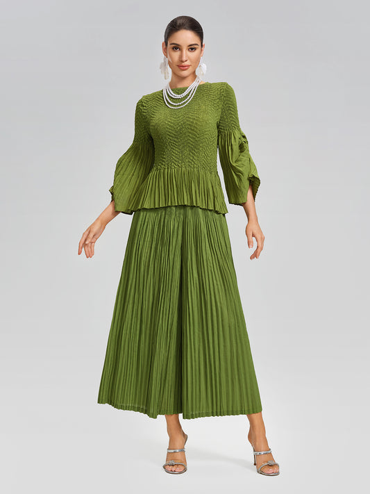 Pleated Fuzzy-Trim Mermaid Stretch Set