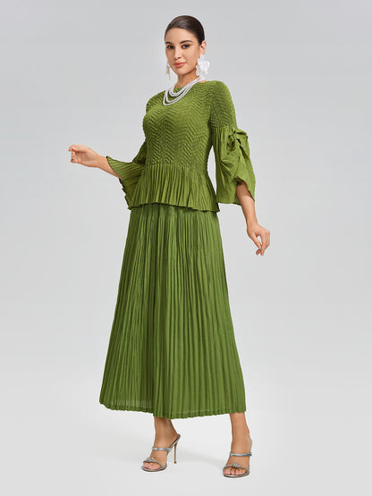 Pleated Fuzzy-Trim Mermaid Stretch Set