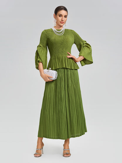 Pleated Fuzzy-Trim Mermaid Stretch Set