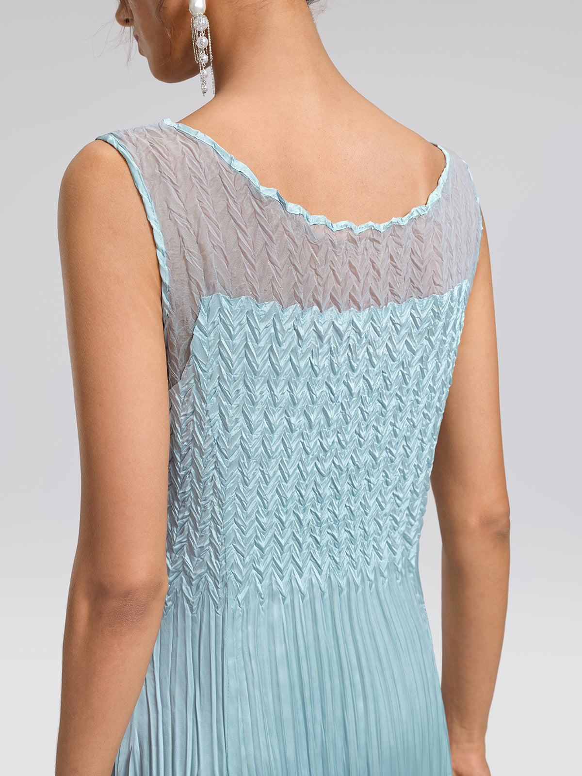 Mint Pleated Artistic Elegant Dress Set