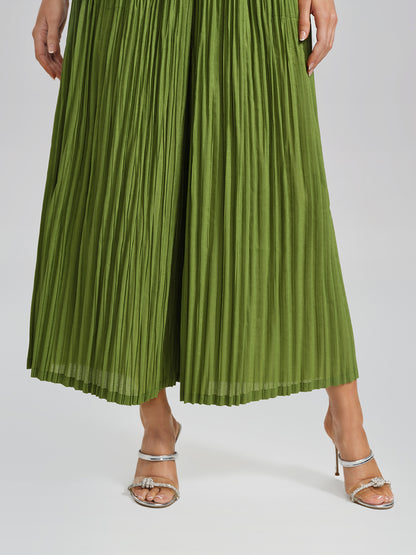 Pleated Fuzzy-Trim Mermaid Stretch Set