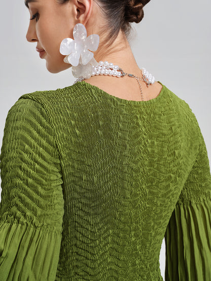 Pleated Fuzzy-Trim Mermaid Stretch Set