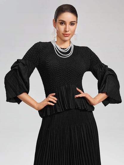 Pleated Fuzzy-Trim Mermaid Stretch Set