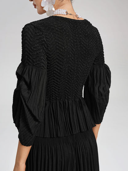 Pleated Fuzzy-Trim Mermaid Stretch Set