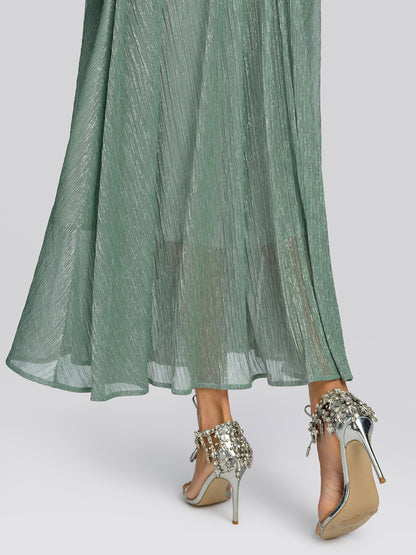 Metallic Pleated Tulle Layered Dress