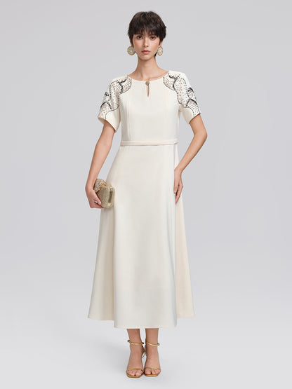 Hand-Beaded Sequin Waist-Cinching Dress
