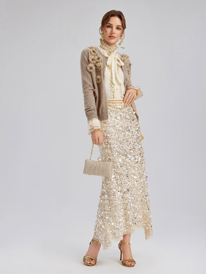 Layered Sequin Mermaid Elastic Waist Skirt