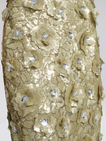 Allover Sequin Embroidered Floral Dress
