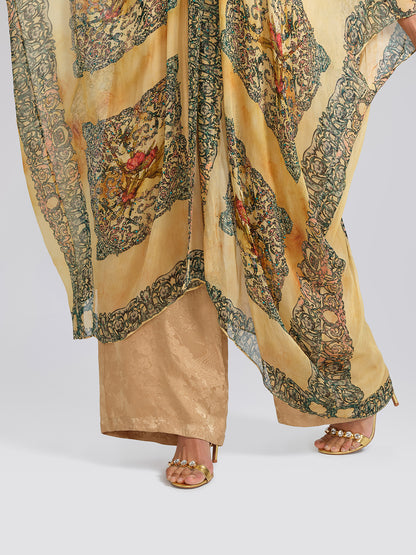 100% Tasar Printed Batwing-Sleeve Vacation Cover-Up