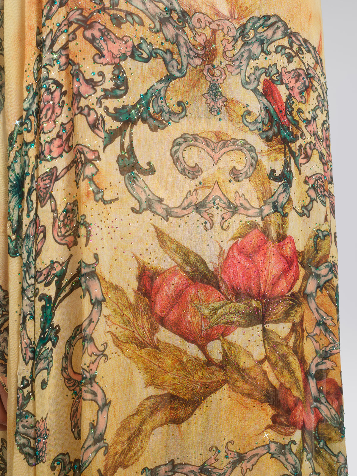 100% Tasar Printed Batwing-Sleeve Vacation Cover-Up