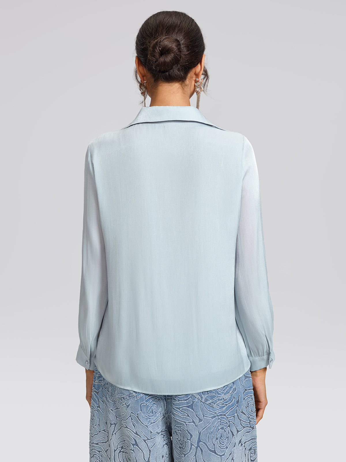Pearlescent Beaded V-Neck Shirt