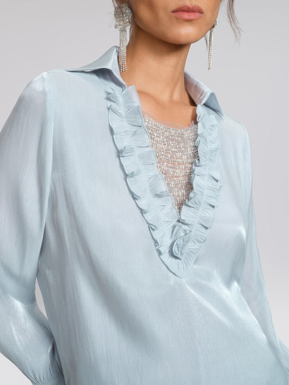 Pearlescent Beaded V-Neck Shirt