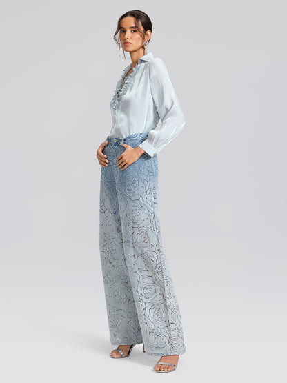 Pearlescent Beaded V-Neck Shirt
