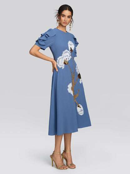 Sequin Embroidered Tulip Floral Dress
