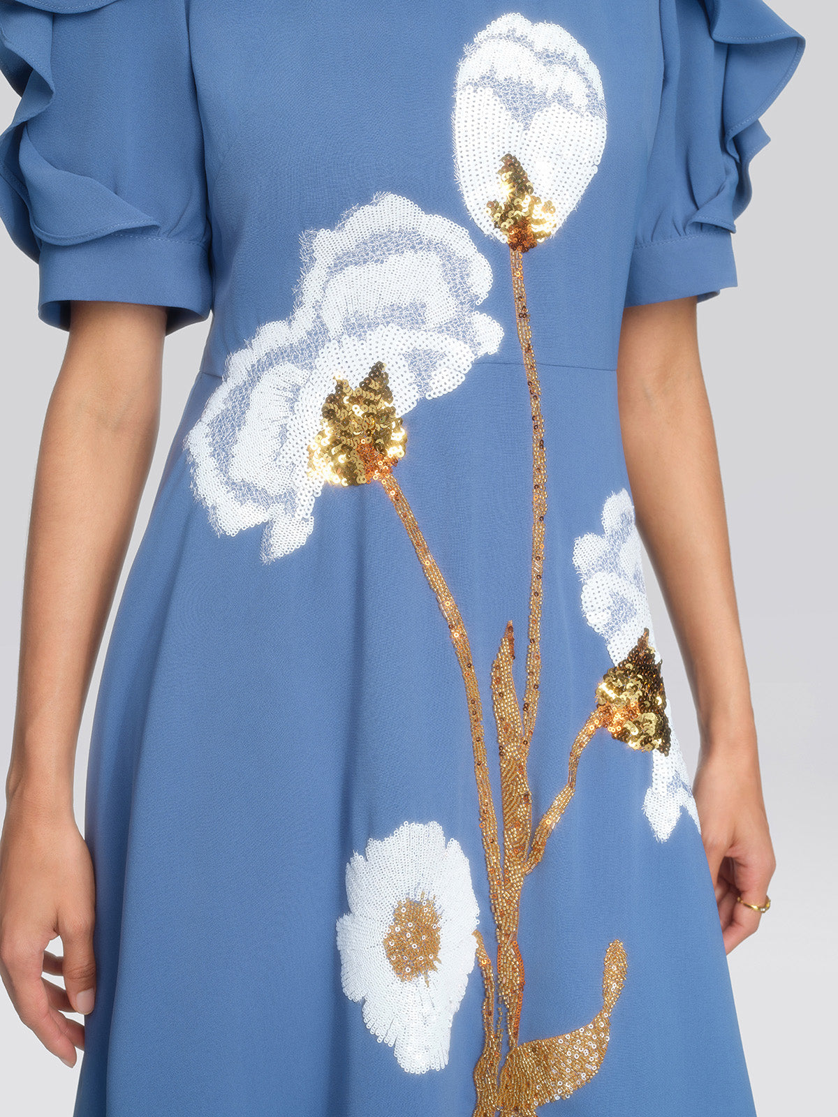 Sequin Embroidered Tulip Floral Dress