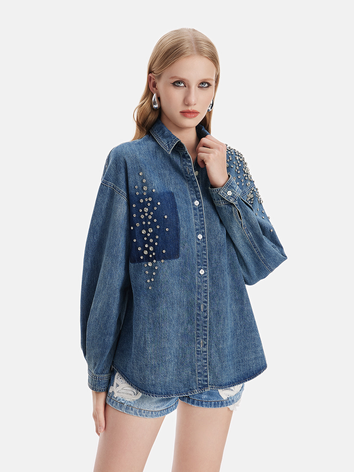 Beaded Denim Shirt