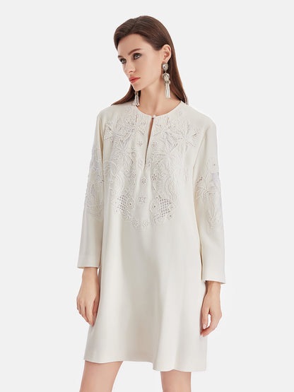 Baroque Embroidered V-Neck Dress